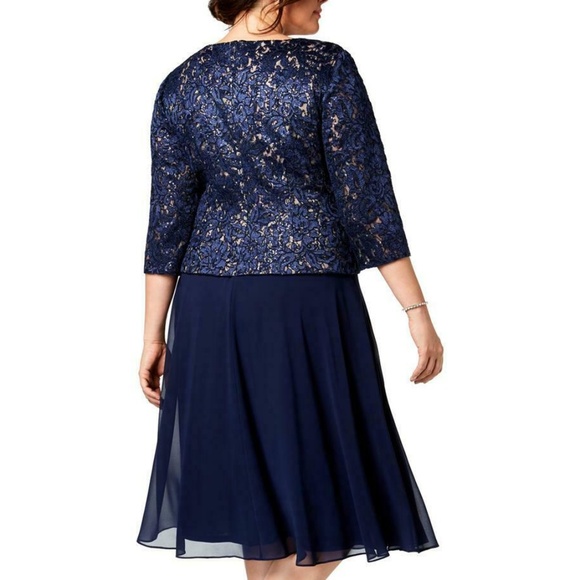 Alex Evenings Women's Plus Size T-Length Mock Dres - Picture 2 of 2